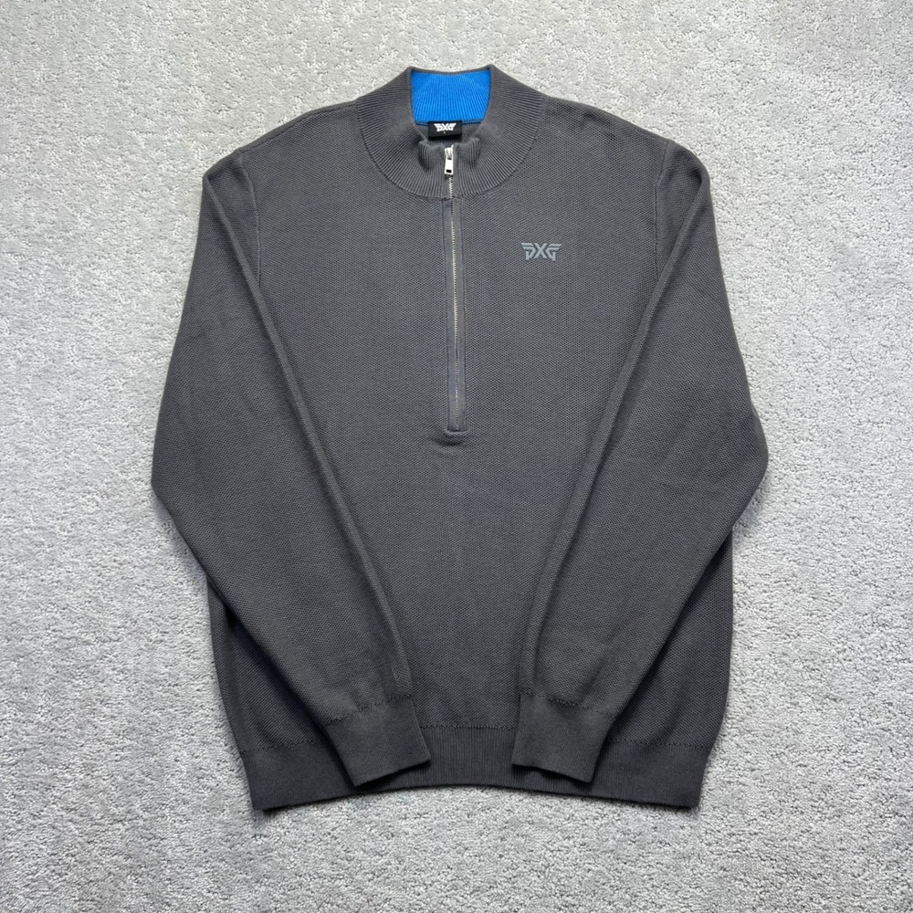 PXG Parsons Xtreme Golf 1/4 Zip Sweater‎ Mens Large Gray Classic Cotton Knit